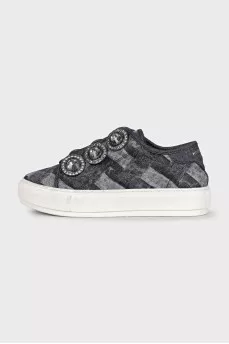 Textile sneakers decorated with crystals