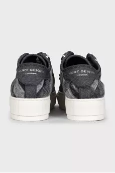 Textile sneakers decorated with crystals