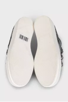 Textile sneakers decorated with crystals