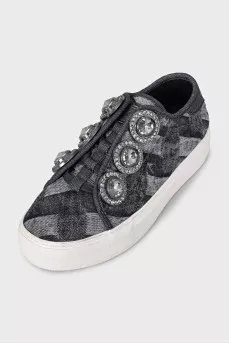 Textile sneakers decorated with crystals