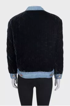 Black bomber jacket with denim insert