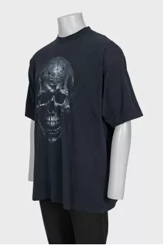 Men's oversized black T-shirt with print