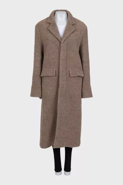 Brown single-breasted wool coat