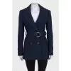 Blue wool coat with patch pockets
