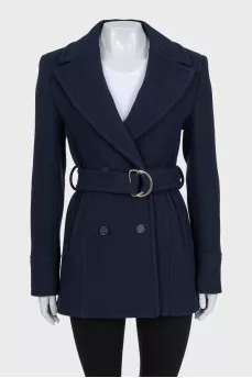 Blue wool coat with patch pockets