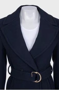 Blue wool coat with patch pockets
