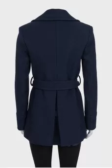 Blue wool coat with patch pockets