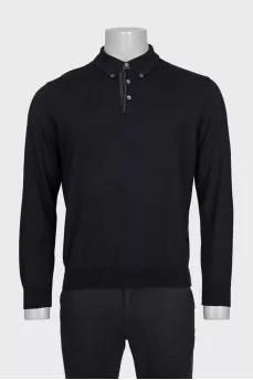 Men's black button-down jumper
