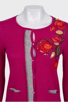 Pink cardigan with a patch