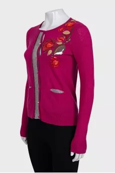 Pink cardigan with a patch