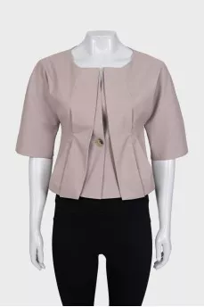 Pink fitted jacket with gathers