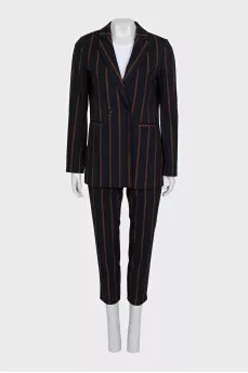 Dark blue striped suit