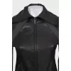 Black leather jacket with a collar