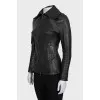 Black leather jacket with a collar