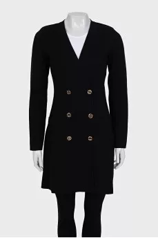 Black cardigan with logo buttons