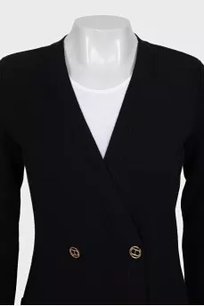 Black cardigan with logo buttons