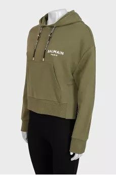 Black cardigan with logo buttons