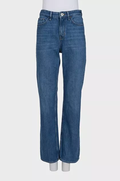 Blue high-waisted loose-fit jeans