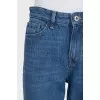 Blue high-waisted loose-fit jeans