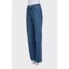 Blue high-waisted loose-fit jeans
