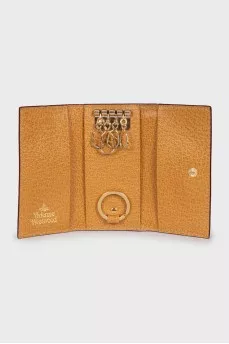 Yellow leather key holder