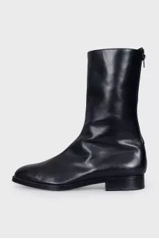 Men's leather boots with a zipper
