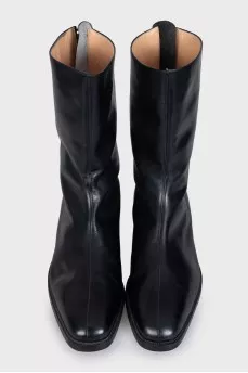 Men's leather boots with a zipper