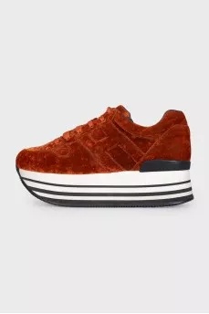 Orange high-top sneakers