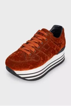 Orange high-top sneakers