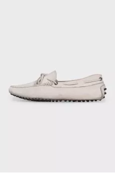 Men's grey leather loafers