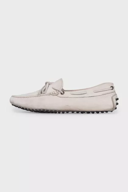 Men's grey leather loafers