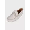 Men's grey leather loafers