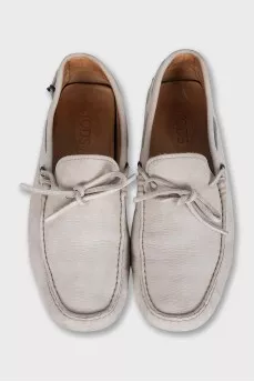 Men's grey leather loafers