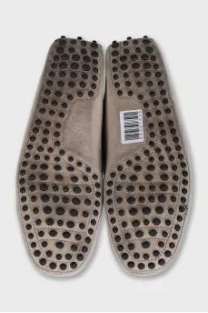 Men's grey leather loafers