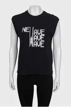 Black T-shirt with branded print
