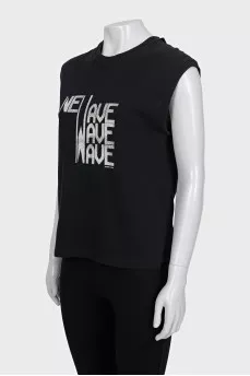 Black T-shirt with branded print