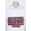 Men's white hoodie with a signature print