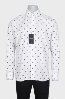 Men's white printed shirt with tag