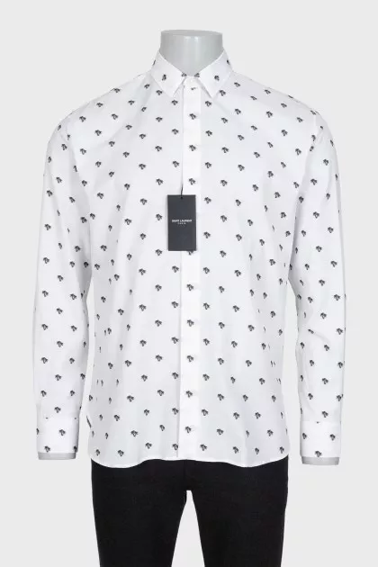 Men's white printed shirt with tag