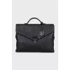Men's leather briefcase with weaving