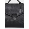 Men's leather briefcase with weaving