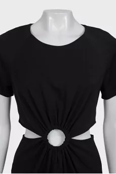 Black dress with an accent at the waist