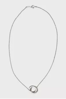 Silver necklace with a pendant of two rings