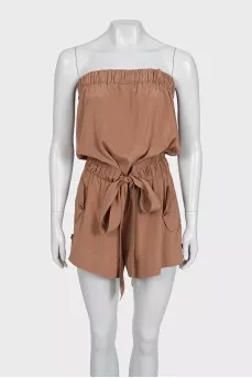 Brown jumpsuit with an open top