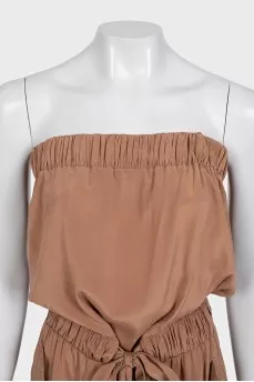Brown jumpsuit with an open top