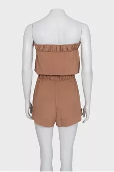 Brown jumpsuit with an open top