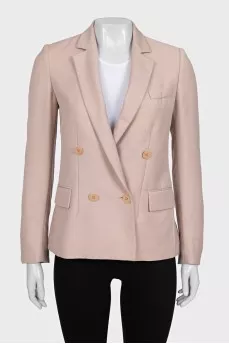 Pink double-breasted jacket with pockets