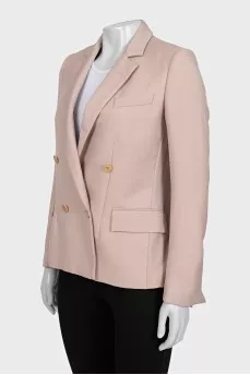 Pink double-breasted jacket with pockets
