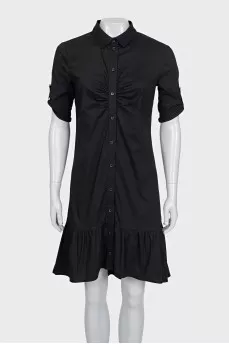 Black button-down midi dress