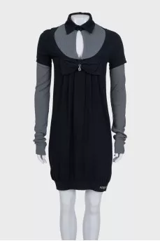 Black dress with ribbed sleeves